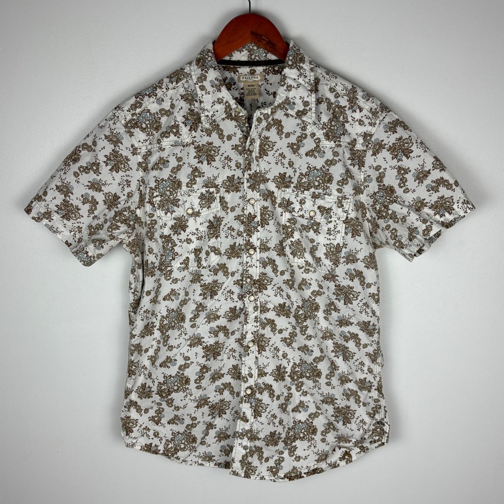 ARIZONA JEAN COMPANY Mens Short Sleeve Floral Print Button Up Shirt M‎